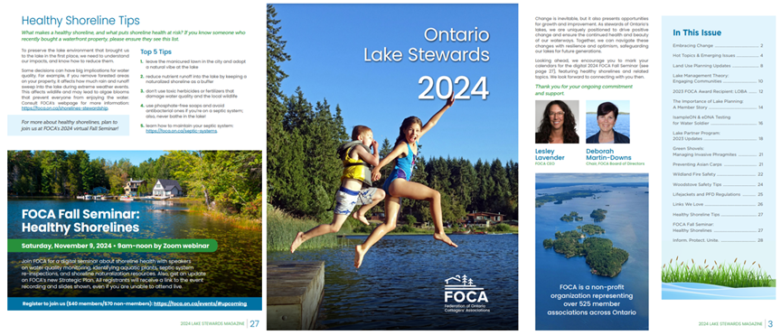 image of 3 pages in the FOCA 2024 Lake Stewards Magazine