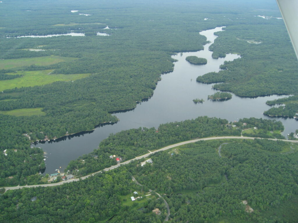 image of Pine Lake, Muskoka, from the air by Mark Chandler