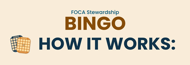 image banner: How FOCA Stewardship BINGO works