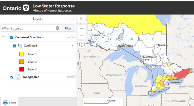 image: Ontario low water map September 2025