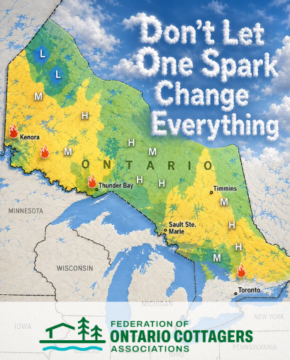image: FOCA message over Ontario Fire Danger Map at 29May2026