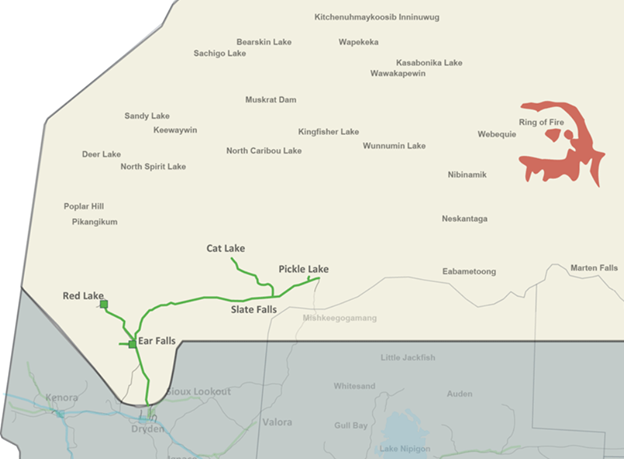 image: IESO map of north of Dryden electricity planning map